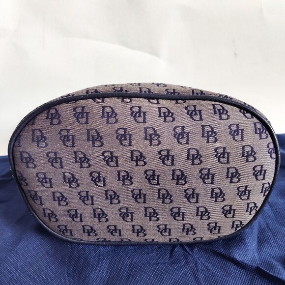 Vintage Dooney & Bourke Bag Signature Y2K 90S Blue Gray Dust Bag Canvas Leather - Picture 6 of 16